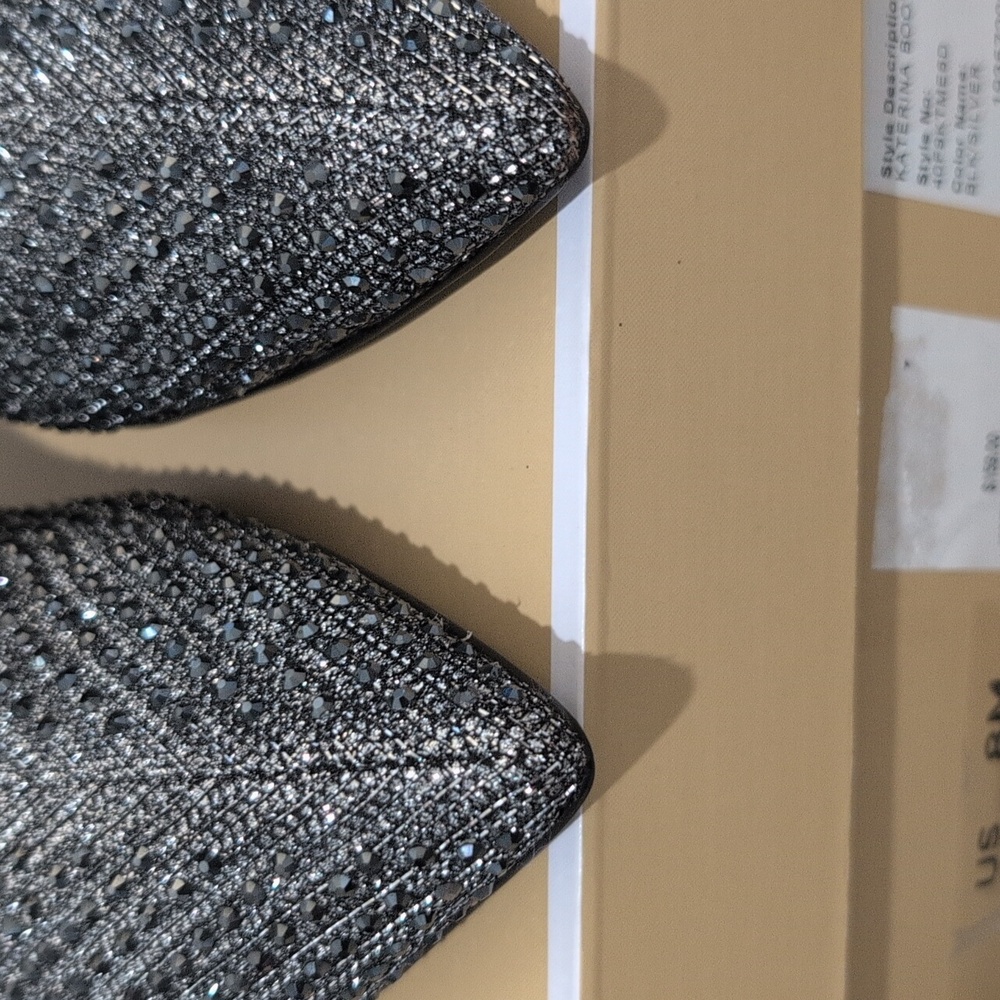 NWT Michael Kors Sparkling Katerina Silver Ankle Booties - Picture 7 of 14